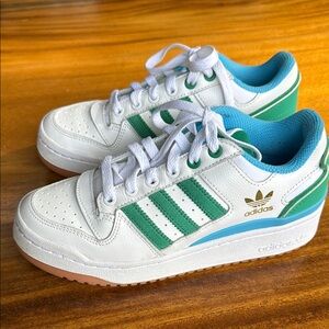Adidas White and Green Court Sneakers